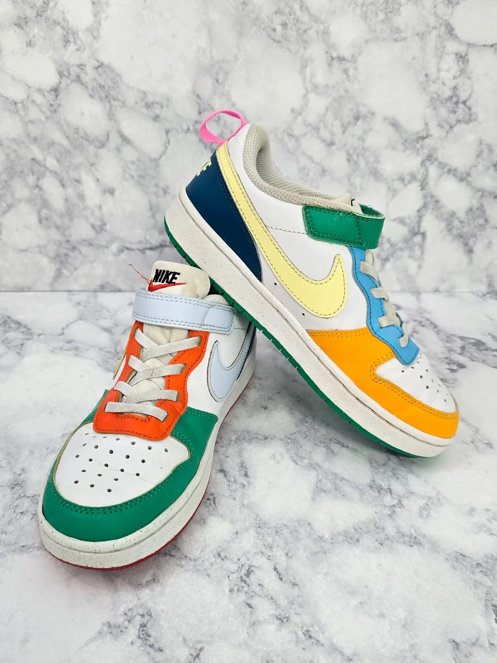 Nike Kids Multicolor Low-Top Sneakers - Vibrant Green/Orange/Yellow/Purple/Blue